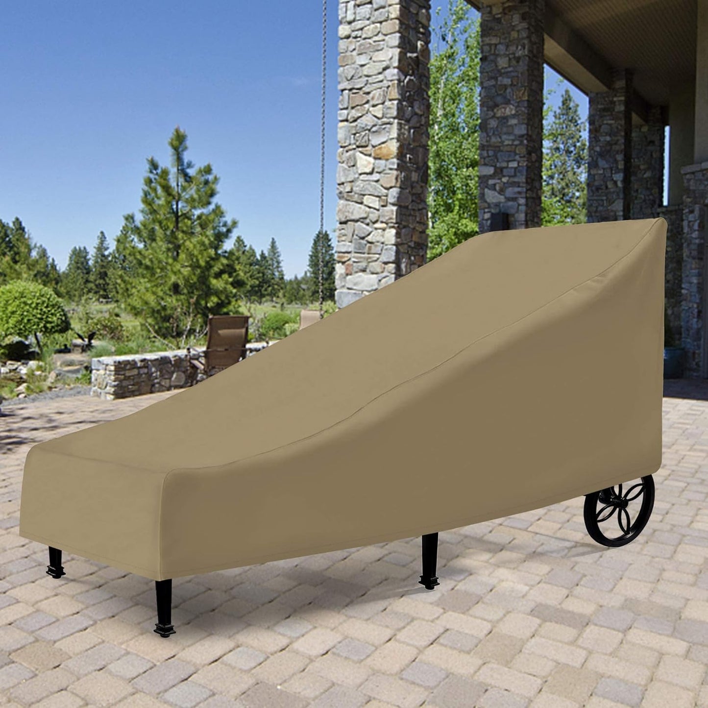 "Waterproof 76" Outdoor Chaise Lounge Cover: Heavy Duty, All-Weather Protection (Taupe)"