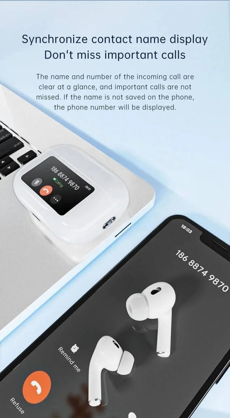 Touch Screen Control Pro In-Ear Buds Headphones Wireless Bluetooth with Noise Cancellation