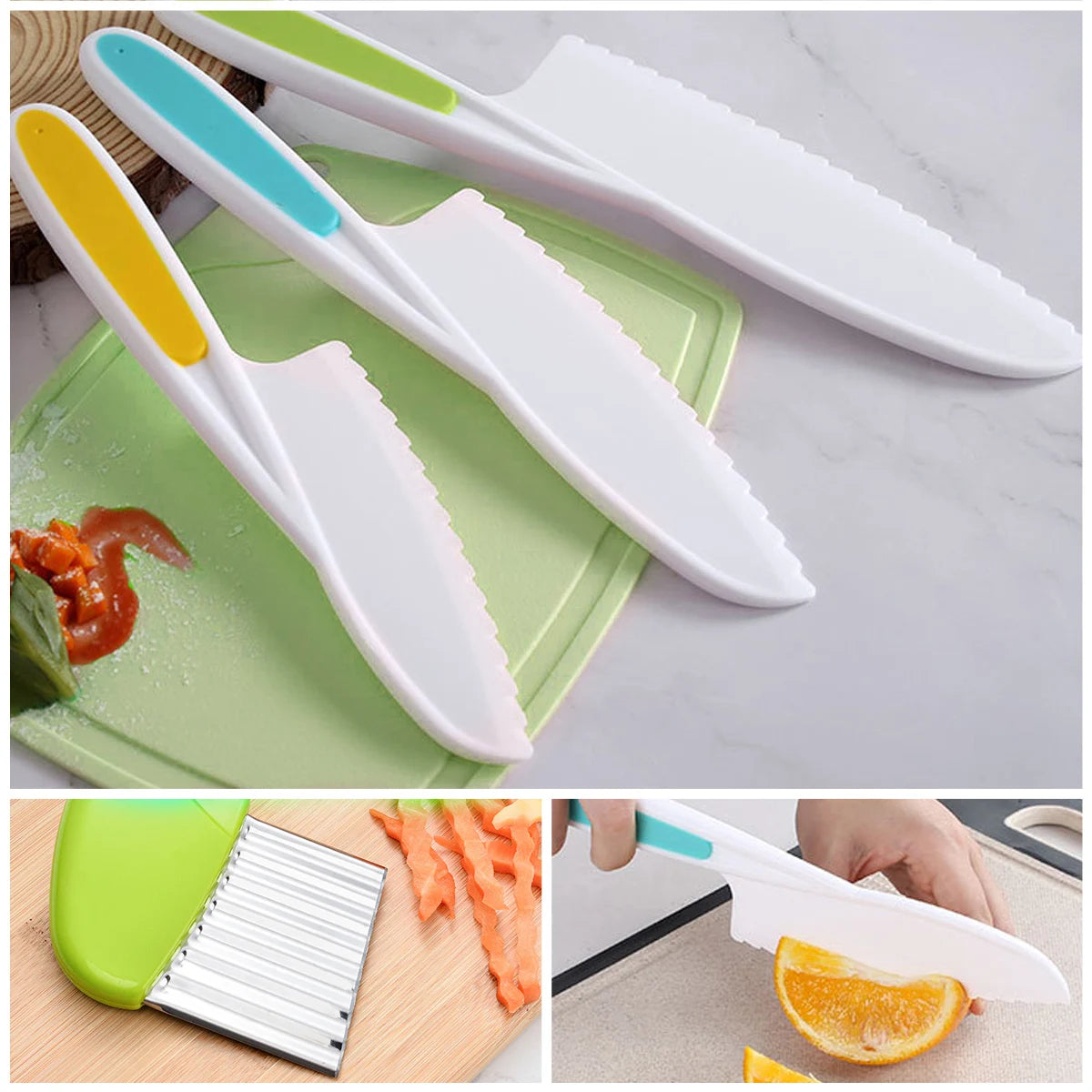 New Kids Cooking Cutter Set Kids Knife Toddler Wooden Cutter Cooking Plastic Fruit Knives to Cut Fruits Peeler Kitchen Supplies