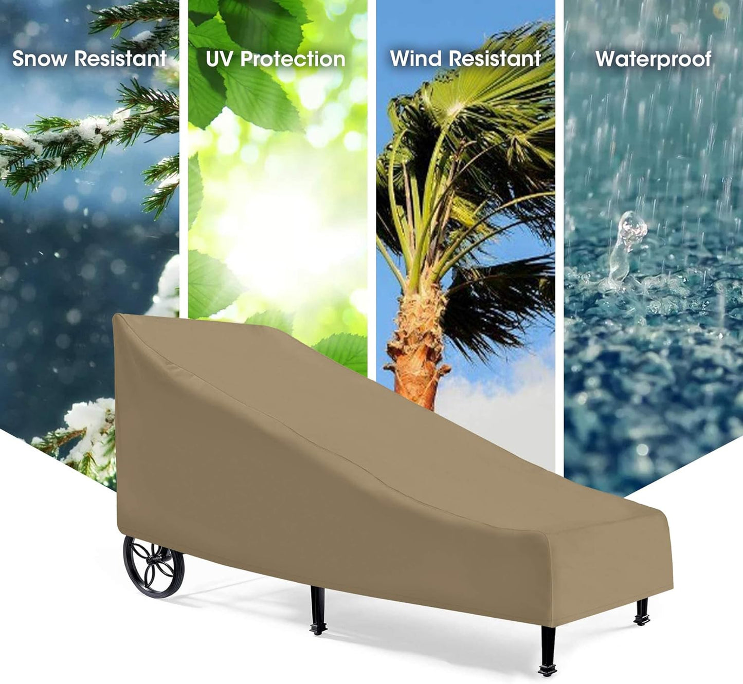 "Waterproof 76" Outdoor Chaise Lounge Cover: Heavy Duty, All-Weather Protection (Taupe)"