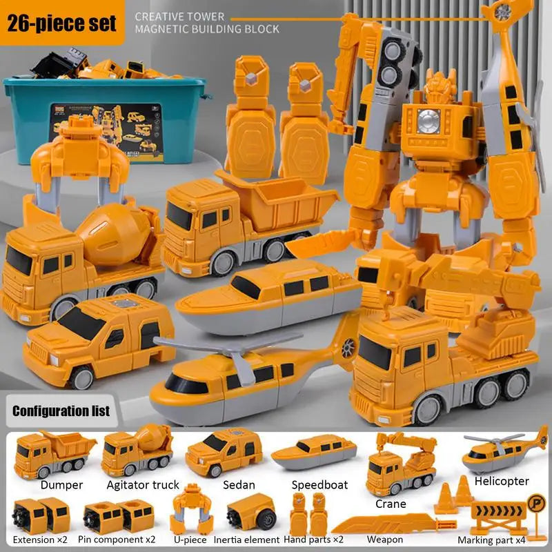 Robot Action Figure Magnetic Construction vehicles