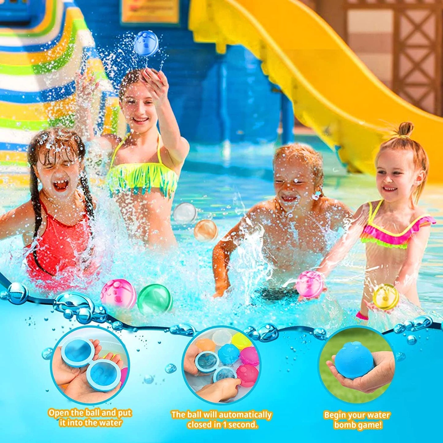 Reusable Water Balloons Fun Outdoor Water Toys for Kids 6 Pcs