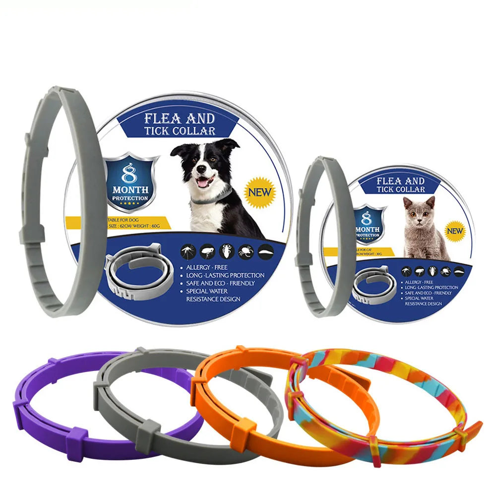 "Keep Your Pets Safe for 8 Months! Our Adjustable Flea and Tick Collar Repels Insects. For dogs and cats