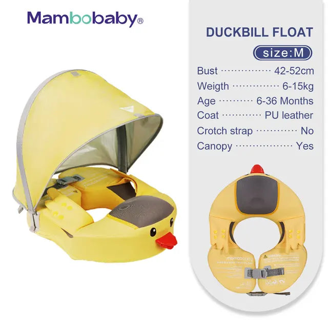 Baby Non-Inflatable Baby Floats with Canopy Underarm Swimming Floater Spa Buoy Trainer 