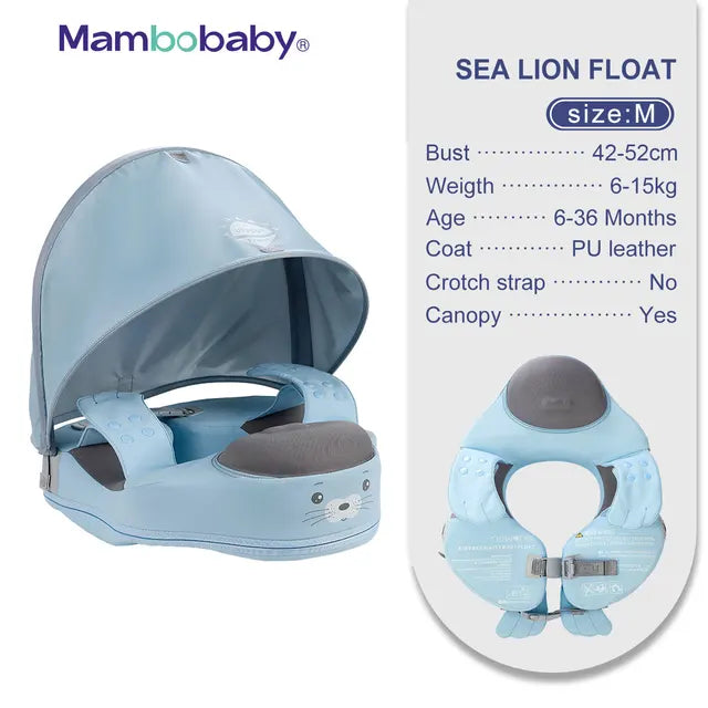 Baby Non-Inflatable Baby Floats with Canopy Underarm Swimming Floater Spa Buoy Trainer 