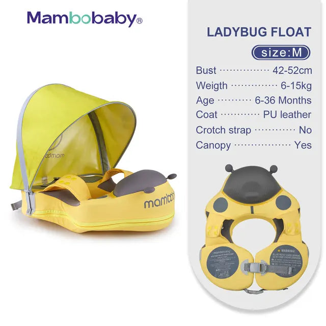 Baby Non-Inflatable Baby Floats with Canopy Underarm Swimming Floater Spa Buoy Trainer 