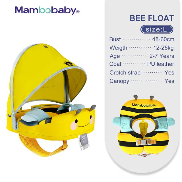 Baby Non-Inflatable Baby Floats with Canopy Underarm Swimming Floater Spa Buoy Trainer 