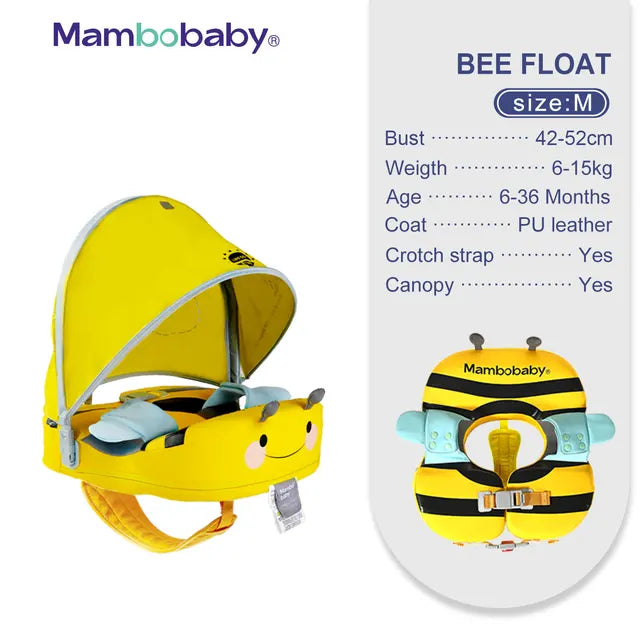 Baby Non-Inflatable Baby Floats with Canopy Underarm Swimming Floater Spa Buoy Trainer 