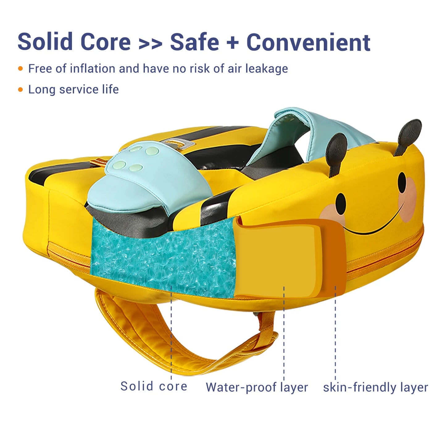 Baby Non-Inflatable Baby Floats with Canopy Underarm Swimming Floater Spa Buoy Trainer 