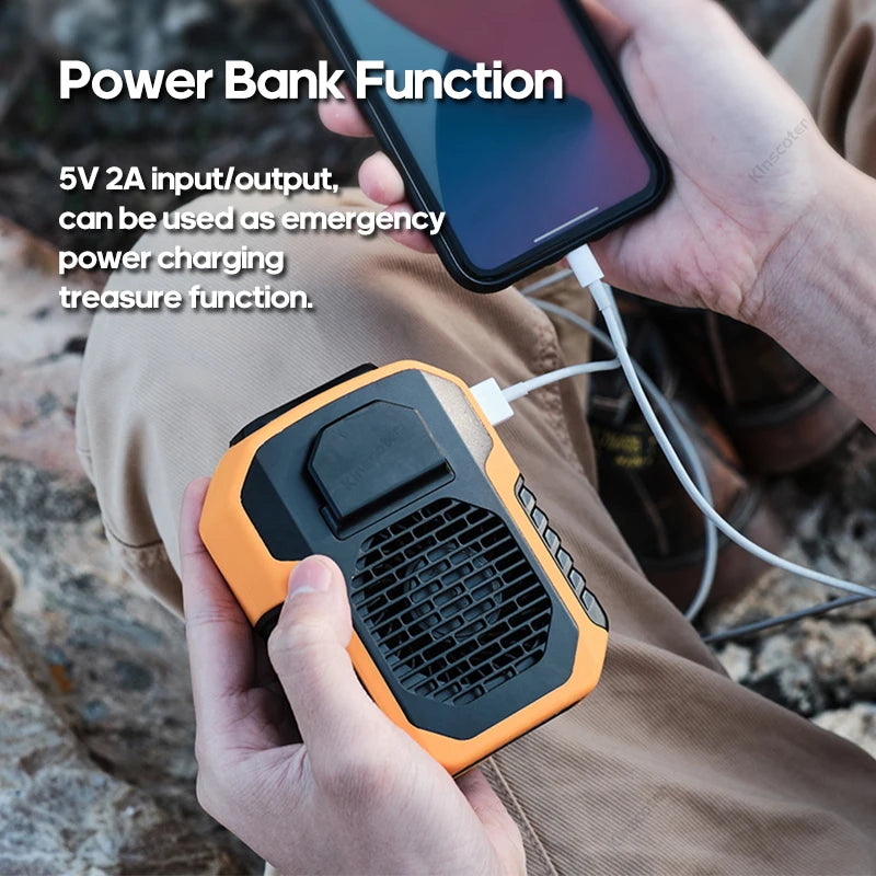 6000mAh Portable USB Rechargeable Neck/Waist Fan for Outdoor Activities (Camping, Hiking, Climbing, Running, Sports)