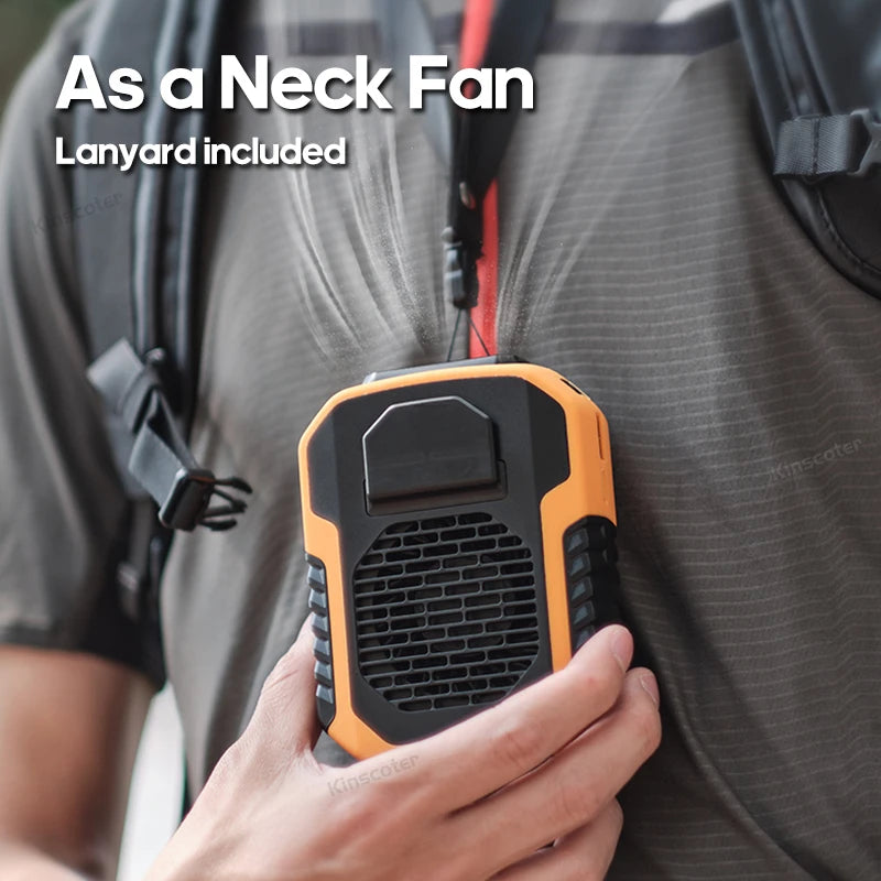 6000mAh Portable USB Rechargeable Neck/Waist Fan for Outdoor Activities (Camping, Hiking, Climbing, Running, Sports)