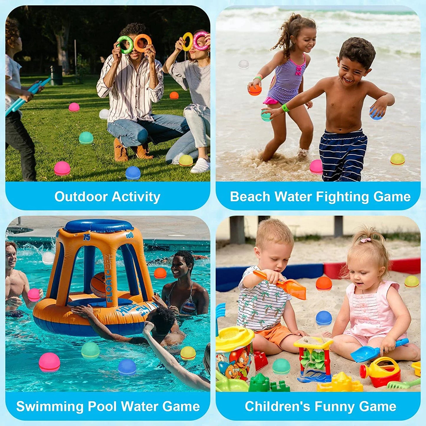 Reusable Water Balloons Fun Outdoor Water Toys for Kids 6 Pcs