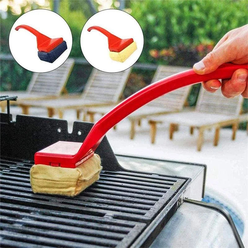 Grill Brush BBQ Replaceable Cleaning Head Bristle Free-Durable Scraper Tools Cast Iron Stainless-Steel Grates Barbecue Cleaner