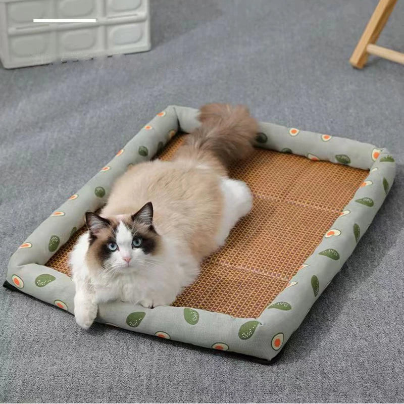 MADDEN Summer Cat Bed Lightweight Breathable Pet Rattan Mat Cat Nest Mat Ice Nest Dog Bed Cat Cool Nest Small Dogs