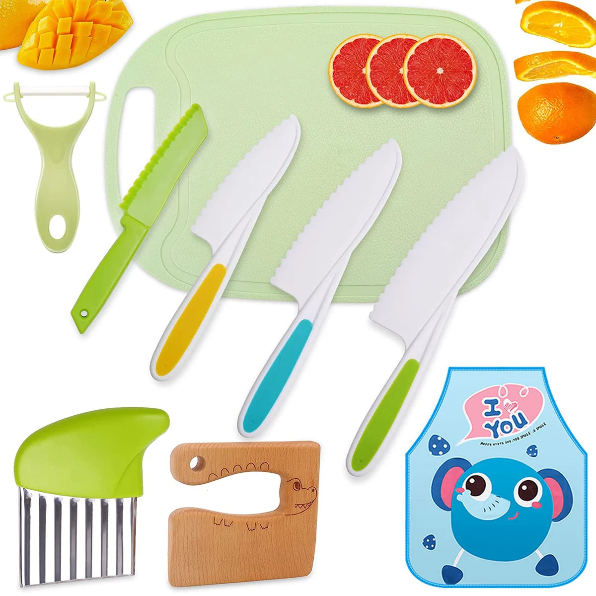 New Kids Cooking Cutter Set Kids Knife Toddler Wooden Cutter Cooking Plastic Fruit Knives to Cut Fruits Peeler Kitchen Supplies